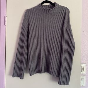 Grey Wide sleeve sweater, split sleeves, warm